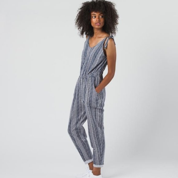 Natural By KNOWN SUPLY PETRA Organic Cotton Jumpsuit Romper (M) Lavender/Blue - Picture 1 of 10